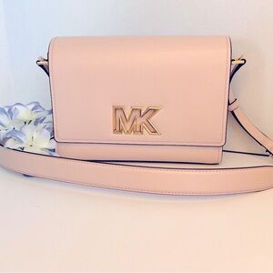 Michael Kors Mimi Medium Leather Messenger Bag - Powder Blush